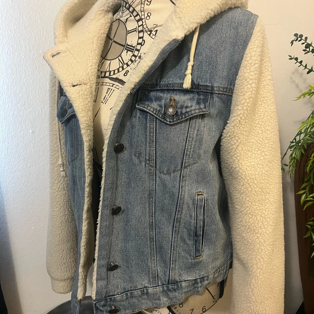 Denim/ fleece bomber jacket - Picture 5 of 12